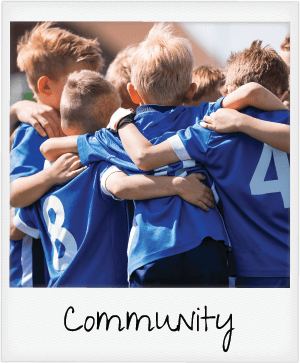 community - kids soccer team huddle