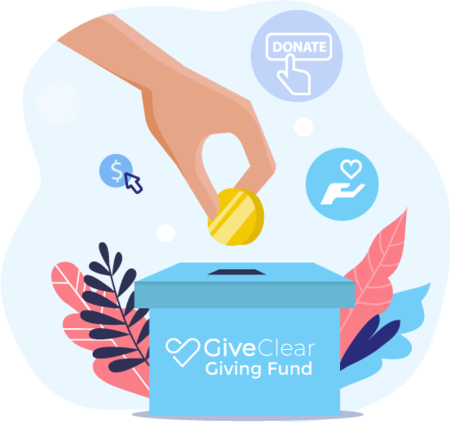 Illustration of coin being put into your GiveClear Giving Fund box